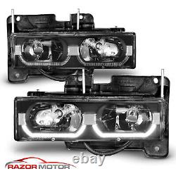 1988-1998 Fit Chevy C/K 1500/2500/3500 GMC LED Tube Black Replacement Headlights