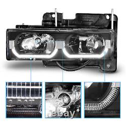 1988-1998 Fit Chevy C/K 1500/2500/3500 GMC LED Tube Black Replacement Headlights