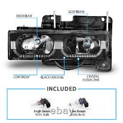 1988-1998 Fit Chevy C/K 1500/2500/3500 GMC LED Tube Black Replacement Headlights