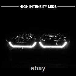 1988-1998 Fit Chevy C/K 1500/2500/3500 GMC LED Tube Black Replacement Headlights