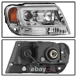 1999-2004 Jeep Grand Cherokee LED Light Tube Halo Projector Headlights Headlamps