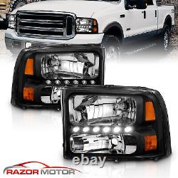 1999-2004 for Ford F250/F350 Superduty Excursion LED Black Harley Headlight