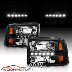 1999-2004 for Ford F250/F350 Superduty Excursion LED Black Harley Headlight