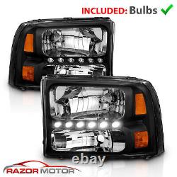 1999-2004 for Ford F250/F350 Superduty Excursion LED Black Harley Headlight