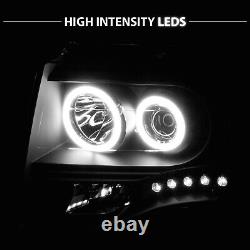 2007-2014 Ford Expedition Halo LED Black Projector Headlights Pair