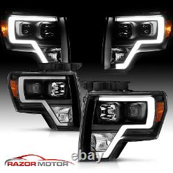 2009-14 Black Headlights pair For Ford F150 LED Bar Driver And Passenger