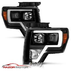 2009-14 Black Headlights pair For Ford F150 LED Bar Driver And Passenger