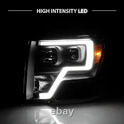 2009-14 Black Headlights pair For Ford F150 LED Bar Driver And Passenger