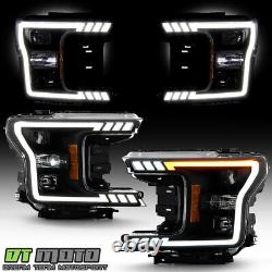 2018-2020 Ford F150 Halogen Black Smoke Switchback LED Tube Projector Headlights