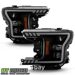 2018-2020 Ford F150 Halogen Black Smoke Switchback LED Tube Projector Headlights