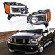 2pcs Chrome Led Bar Headlights Assembly For 2004-2015 Nissan Titan Front Lamps