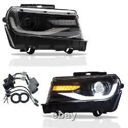 2VLAND LED Projector Headlights For 2014 2015 Chevrolet Chevy Camaro Sequential