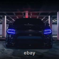 2 LED Projector Headlights RGB Color Change Lamps For 2015-2023 Dodge Charger