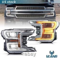 2 VLAND Full LED Headlights For Ford F150 F-150 XLT XL SSV king 2018 2019 2020