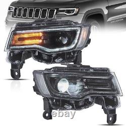 2 VLAND LED Headlights For Jeep Grand Cherokee 2014-2022 WithBlue DRL Animation