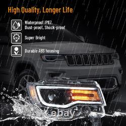 2 VLAND LED Headlights For Jeep Grand Cherokee 2014-2022 WithBlue DRL Animation