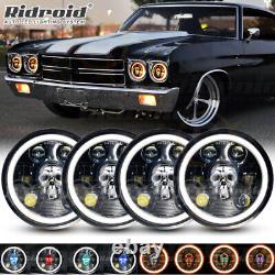 4PCS 5.75 5-3/4 RGB LED Headlights Hi/Lo Beam DRL for Chevy Chevelle 1964-1970