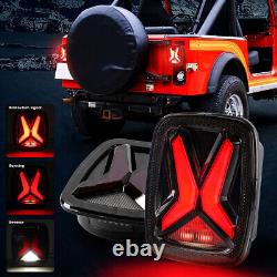 4PCS COMBO for Jeep Wrangler YJ 1987 to 1995 X Tail Lights 5X7 LED Headlights