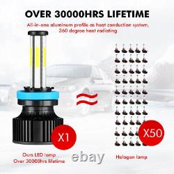 6 Sides LED Headlight Kit H11 H8 H9 6000K White Fog Light Bulbs High or Low Beam