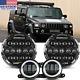 7 Inch For Hummer H2 H3t 06-10 Halo Led Headlight Drl & 4 Fog Lights Combo Kit