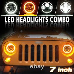 7 Inch LED Headlights Fog Lights Turn Signal Combo For 2003-2007 Jeep Liberty