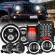 7 Led Halo Headlights Fog Turn Lamps Combo For Jeep Wrangler Jk Jku Tail Lights