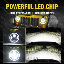 7 LED Halo Headlights Fog Turn Lamps Combo for Jeep Wrangler JK JKU Tail Lights