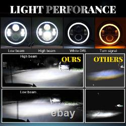 7 LED Halo Headlights Fog Turn Lamps Combo for Jeep Wrangler JK JKU Tail Lights