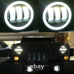 7 LED Halo Headlights Fog Turn Lamps Combo for Jeep Wrangler JK JKU Tail Lights