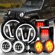 7 Led Headlights Fog & Turn Signals Tail Lights Combo For Jeep Wrangler Jk Jku