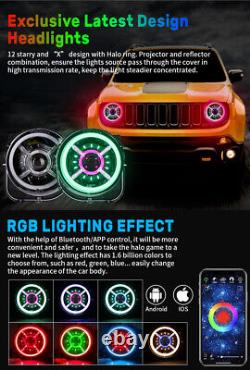 9 Inch RGB LED Headlights Halo For Jeep Renegade 2015 2016 2017 2018 2019 2020