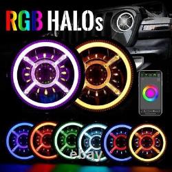 9 Inch RGB LED Headlights Halo For Jeep Wrangler JL JLU Gladiator JT 2018+ Pair