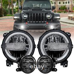 9 LED Headlights Fog Lights Combo for 2018-2023 Jeep Wrangler JL Gladiator JT