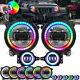 9 Rgb Halo Led Headlights + Fog Lights Combo For Jeep Wrangler Jl Jlu Gladiator