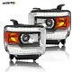 Auxito Led Drl Headlights Projector For 14-18 Gmc Sierra 1500 2500 3500 Truck 2x