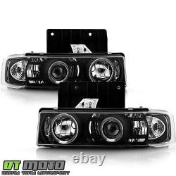 Black 1995-2005 Chevy Astro GMC Safari LED Halo Projector Headlights Left+Right