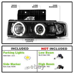 Black 1995-2005 Chevy Astro GMC Safari LED Halo Projector Headlights Left+Right