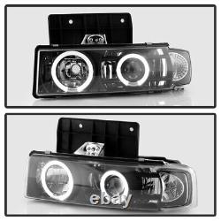 Black 1995-2005 Chevy Astro GMC Safari LED Halo Projector Headlights Left+Right