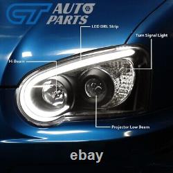 Black 3D LED Angle Eyes Projector Headlights for 03-05 Subaru Impreza WRX STI GD