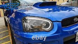 Black 3D LED Angle Eyes Projector Headlights for 03-05 Subaru Impreza WRX STI GD