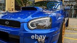 Black 3D LED Angle Eyes Projector Headlights for 03-05 Subaru Impreza WRX STI GD