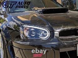 Black 3D LED Angle Eyes Projector Headlights for 03-05 Subaru Impreza WRX STI GD