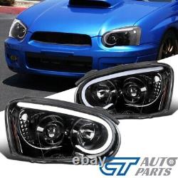 Black 3D LED Angle Eyes Projector Headlights for 03-05 Subaru Impreza WRX STI GD