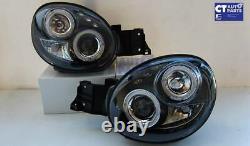 Black LED Angel Eyes Projector Headlights for 00-02 Subaru Impreza WRX STI GD