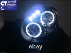 Black LED Angel Eyes Projector Headlights for 00-02 Subaru Impreza WRX STI GD