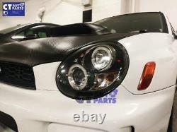 Black LED Angel Eyes Projector Headlights for 00-02 Subaru Impreza WRX STI GD