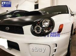 Black LED Angel Eyes Projector Headlights for 00-02 Subaru Impreza WRX STI GD