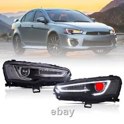 Blackout Vland LED Headlights For 2008-2017 Mitsubishi Lancer EVO X withDemon Eyes