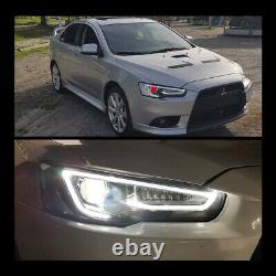 Blackout Vland LED Headlights For 2008-2017 Mitsubishi Lancer EVO X withDemon Eyes