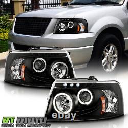 Blk 2003-2006 Ford Expedition LED Halo Projector Headlights Headlamps Left+Right